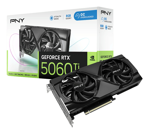 PNY NVIDIA GeForce RTX 5060 Ti Grafikkarte - 8 GB GDDR7 - 2,69 GHz Boost-Taktfrequenz - 128 Bit Busbreite - PCI Express - 