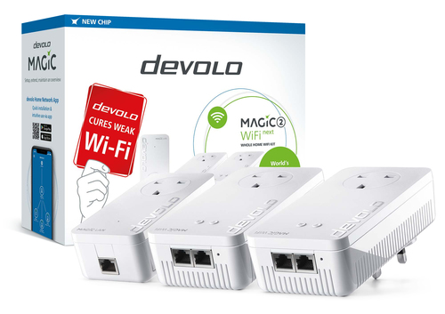 Devolo Magic 2 WiFi next. Maximum data transfer rate: 2400 Mbit/s, Networking standards: IEEE 802.11a, IEEE 802.11ac, IEEE