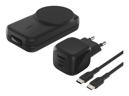 Belkin UltraCharge Induktionsladegerät - Schwarz - für Qi2-fähiges Gerät - Magnetisch, Faltbar, Qi2-zertifiziert