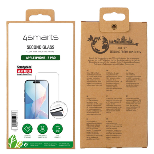 4smarts Second Glass 9H Gehärtetes Glas Displayschutz für Apple iPhone 16 Pro, iPhone 17 - Transparent - für OLED iPhone 1