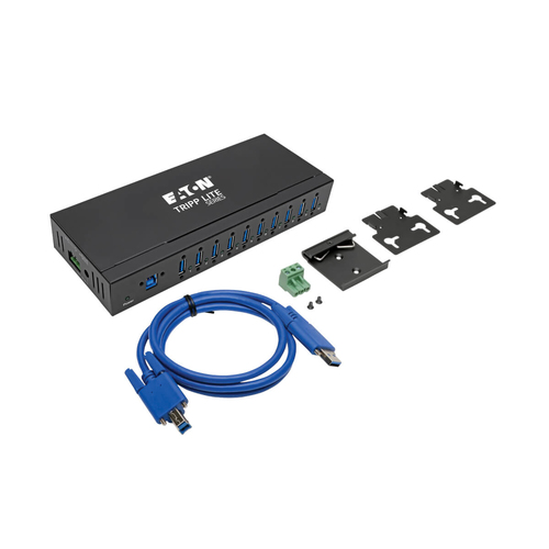Tripp Lite U360-010-IND 10-Port Industrial-Grade USB 3.x (5Gbps) Hub - 20 kV ESD Immunity, Metal Housing, Mountable. Host 