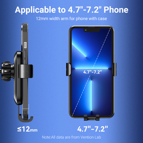 Vention KCOB0 Car, Smartphone, Car Console, Desk SmartPhone Holder - 117.6 mm x 73 mm x 161.9 mm x - ABS, Silicone Box - B