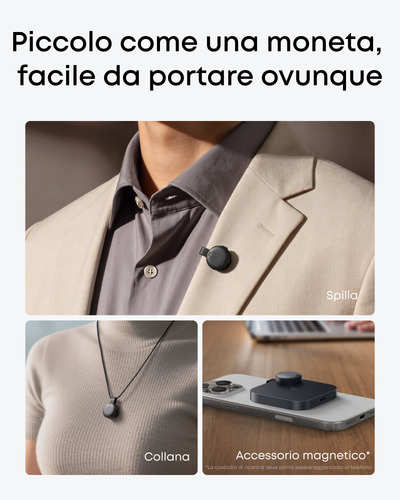 Anker soundcore Work Registratore Vocale AI, per Riunioni, con Trascrizione e Riassunti Automatici con AI, Indossabile, 64