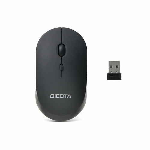 Dicota SILENT V2 Maus - Funkfrequenz - USB - Optisch - 3 Taste(n) - Schwarz - Kabellos - 2,40 GHz - 1600 dpi Auflösung - S