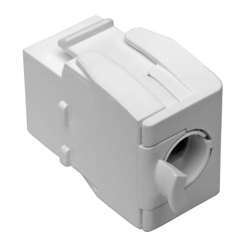 Tripp Lite N238-001-GY-TF Keystone Jack Cat6/Cat5e, RJ45, Shuttered, Dust Cap - Toolless, PoE/PoE+ Compliant, White, TAA. 