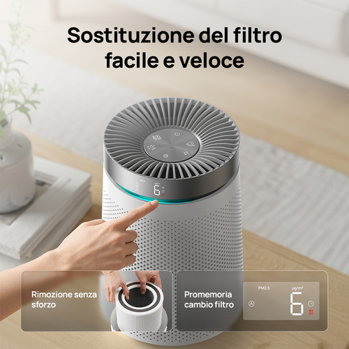 Dreo Air Purifier Macro AP606 – Purificazione HEPA a 3 Stadi con Sensore PM2.5 ad Alta Precisione – Copertura fino a 70,4 