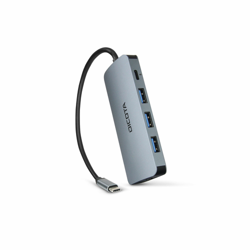 Dicota USB-Typ C Docking Station für Notebook, Monitor - Speicherkartenleser - SD, microSD - Silber - 4K UHD - 3840 x 2160