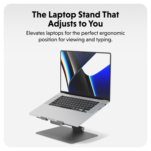 Hyper HyperSpace HS1150GYGL Height Adjustable Notebook Stand - Up to 40.6 cm (16") Screen Support - 55.9 cm Height x 21.1 