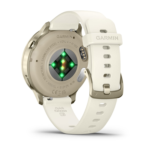 Garmin Venu 4 Smart Watch - Lunar Gold Case Color - Bone Band Color - Stainless Steel, Metal Body Material - Fiber Reinfor