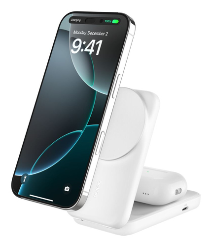 Belkin UltraCharge Induktionsladegerät - Weiß - für Qi2-fähiges Gerät, iPhone, AirPod, Smartwatch - Eingangsstecker: USB -