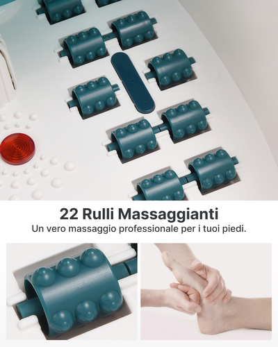 Renpho R-X002 Idromassaggiatore Plantare, Foot Spa con Riscaldamento Acqua, 22 Rulli Massaggianti, 3 Modalità e Kit Pedicu