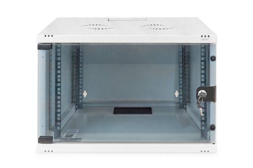 Digitus Compact 7U Wandmontierbar Rackschrank - 482,60 mm Rack-Breite - Hellgrau - Glas, Stahl - 100 kg Maximale Gewichtsk
