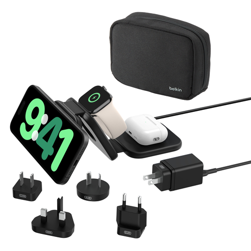 Belkin BoostCharge Pro Induktionsladegerät - Schwarz - für Qi2-fähiges Gerät, iPhone, Smartwatch, AirPod - Eingangsstecker