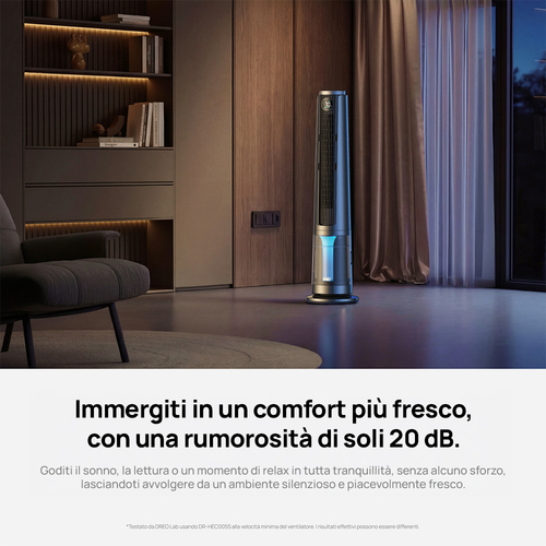 Dreo TurboCool 765S – Ventilatore a Nebulizzazione Smart 3-in-1: Raffredda fino a 6°C in 60s – Flusso d'Aria 10,4 m/s (18,