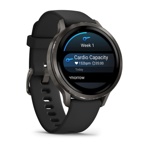 Garmin Venu 4 Smart Watch - Slate Case Color - Black Band Color - Stainless Steel, Metal Body Material - Fiber Reinforced 