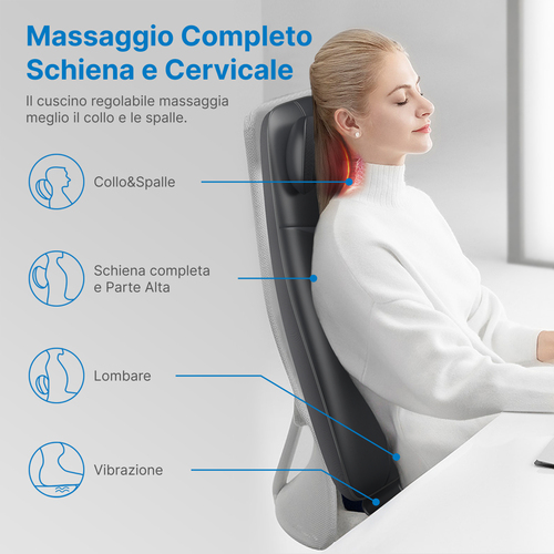 Renpho Sedile Massaggiante Shiatsu per Schiena e Collo, Altezza Regolabile, con Funzione Calore e Vibrazione. Uso appropri