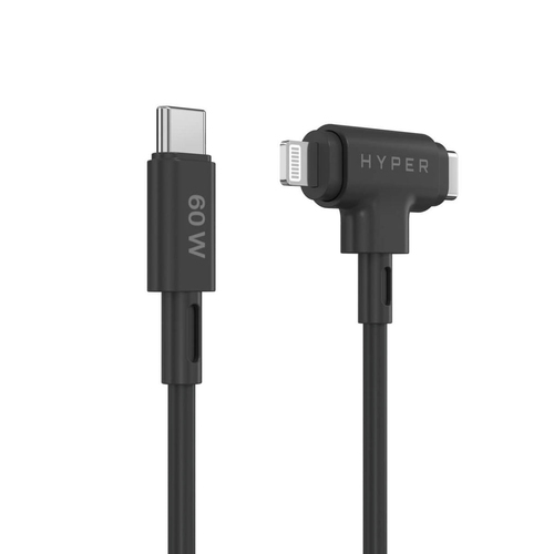 Hyper HyperJuice HJ4010BKGL 1.52 m Lightning/USB-C Data Transfer Cable - Cable for Notebook, Tablet, Phone, MacBook Air, H