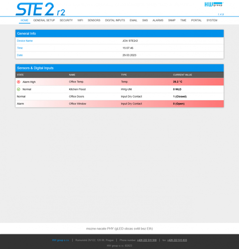 HW group STE2 R2. Produkttyp: Temperatursensor, Measuring functions: Umgebungstemperatur. Energiequelle: PoE, Gleichstrom,