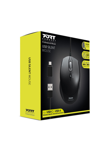 Souris filaire USB-C - USB-A Silencieuse - Noir