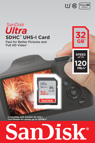 SanDisk Ultra 32 GB Class 10/UHS-I (U1) SDHC - 80 MB/s Read - 10 Year Warranty
