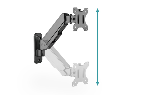 Digitus Universal Single Monitor Mount with Gas Spring, Wall Mount. Mounting: Screws, Maximum weight capacity: 8 kg, Minim