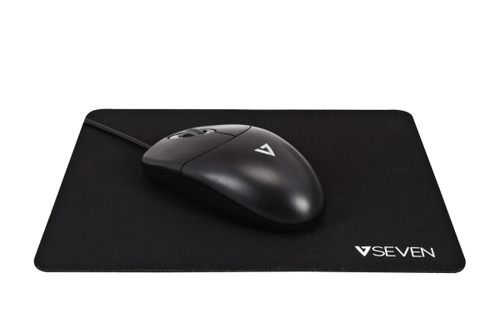 V7 MP02BLK Mouse Pad - 1.5 mm x 180 mm - Black - Natural Rubber - Anti-slip, Odor Resistant, Stain Resistant