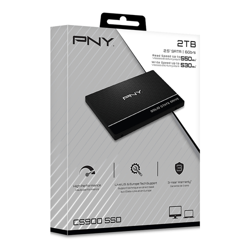 PNY Solid State-Laufwerk - 2,5" Intern - 2 TB - SATA (SATA/600) - Desktop-PC, MAC Unterstütztes Gerät - 550 MB/s Maximale 