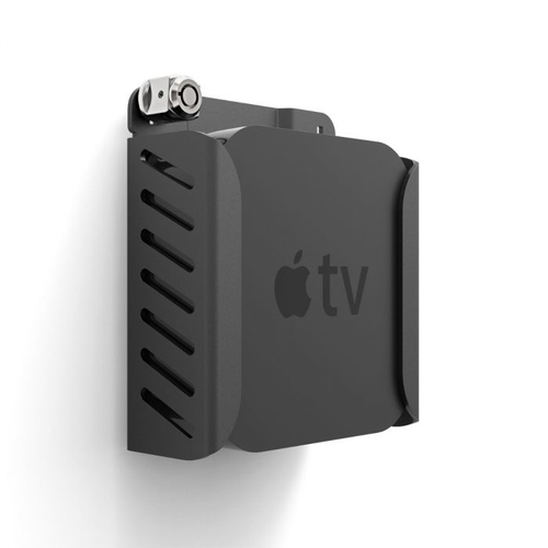 Compulocks Apple TV Security Mount (4th, 4k 1-2nd Gen) (2018-2021) with Cable Lock Black - Easy to install on the counter 