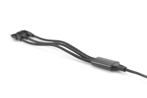 Digitus 3-in-1 USB charging cable, 1m. Cable length: 1 m. Connector 1: USB A, Connector 2: USB C, Connector contacts plati