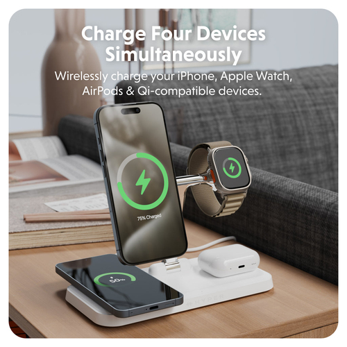 Targus HyperJuice HJ3004WHGL Induction Charger - White - For Smartwatch, Wireless Earphone, Android Device, Qi2-enabled De