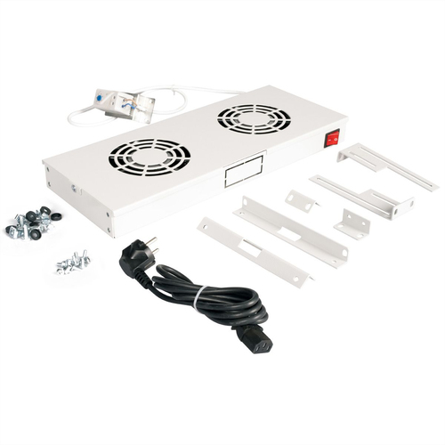 Roline 1 Piece Cooling Fan - Server, Rack - 2 x Fan(s) - Grey - Steel