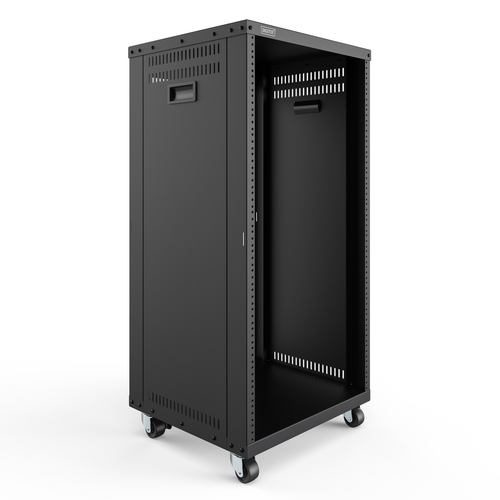 Digitus 21U Enclosed Cabinet Rack Cabinet for Network Equipment - Black - Sheet Steel - 136 kg Maximum Weight Capacity - 1