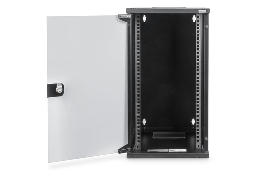 Digitus 12U Wandmontierbar Geschlossener Schrank Rackschrank für Networking - Schwarz - Glas, Blech, Feuerverzinkter Stahl