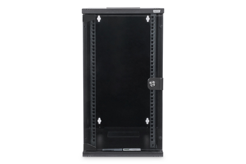Digitus 12U Wandmontierbar Geschlossener Schrank Rackschrank für Networking - Schwarz - Glas, Blech, Feuerverzinkter Stahl