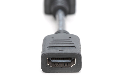 Digitus DisplayPort Adapter / Konverter. Kabellänge: 0,15 m, Anschluss 1: DisplayPort, Anschluss 2: HDMI. Verpackungsbreit