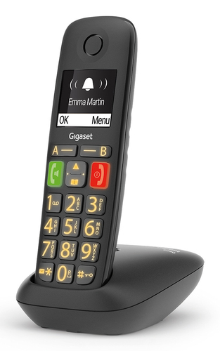 Gigaset E290A DECT-Schnurlostelefon - Wandmontierbar, Desktop - Schwarz - 1 Telefonleitung(en) - 1 Mobilteil(e) - 1 Gleich