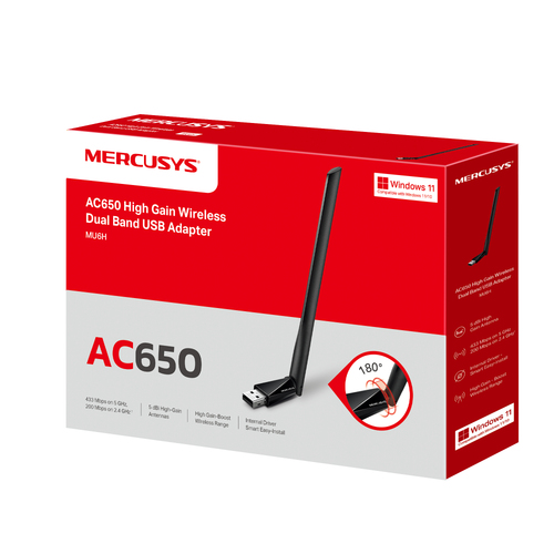Mercusys MU6H IEEE 802.11 a/b/g/n/ac Dual Band Wi-Fi Adapter for Desktop Computer, Notebook, Wireless Router - USB 2.0 - 6