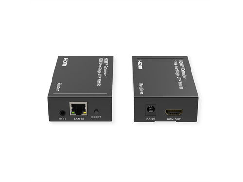 Roline Video-Extender-Transmitter/Receiver - Verkabelt - 120 m Reichweite - 2 x Netzwerk (RJ-45) - 1 x HDMI Ein - 1 x HDMI