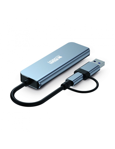 Hub USB Urban Factory - USB 3.2 Gen 1 (3.1 Gen 1) Type-C - 640 Mo/s - Ordinateur portable, Tablette - Gris - 4 Total de po