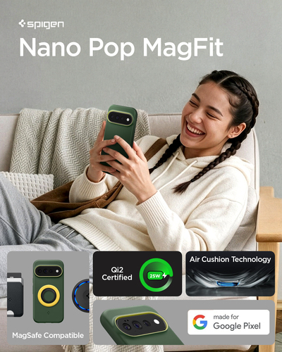 Spigen Nano Pop Case for Google Pixel 11 Pro XL Smartphone - Avo Green - Wireless Charging Compatible