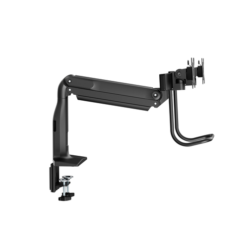 Bras support d'écran V7 DM1HDD pour Moniteur, Affichage - Noir mat - Support de barre à ressort à gaz robuste V7 pour doub