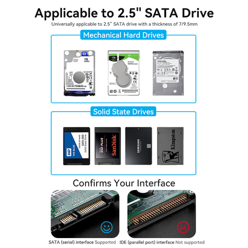 Vention 2.5 Inch SATA Hard Drive Enclosure (USB 3.0 Micro-B) Black. Product type: HDD enclosure. Number of storage drives 