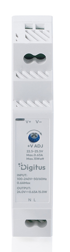 Digitus DN-PWR-SST-1524 Stromversorgung - 15 W - Auf DIN-Schiene montierbar - 120 V AC, 230 V AC Eingang - 24 V DC Ausgang