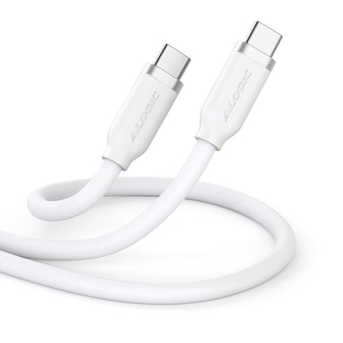 ELEMENTS SILICONE 5A/240W TIE USB-C TO C MALE WHITE 1M