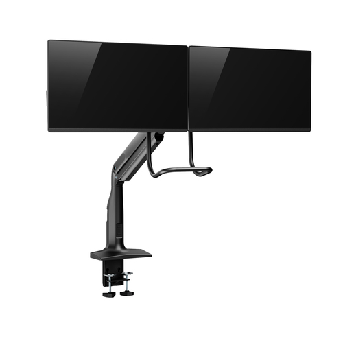 Bras support d'écran V7 DM1HDD pour Moniteur, Affichage - Noir mat - Support de barre à ressort à gaz robuste V7 pour doub