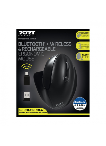 Souris ERGONOMIC Rechargeable BT + RF 2,4 GHZ - ERGO PRO
