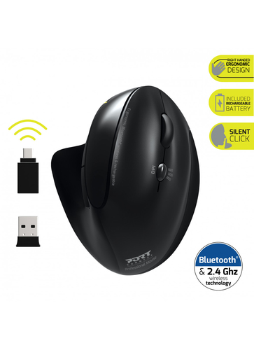 Souris ERGONOMIC Rechargeable BT + RF 2,4 GHZ - ERGO PRO