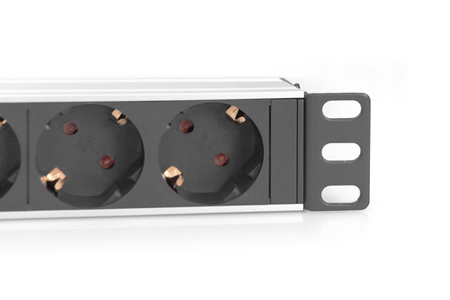 Digitus 10" Steckdosenleiste mit Aluminiumprofil, 4-fach Schutzkontaktsteckdose. PDU-Typen: Standard, Rack-Kapazität: 0U/1
