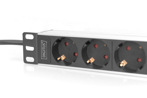 Digitus 10" Steckdosenleiste mit Aluminiumprofil, 4-fach Schutzkontaktsteckdose. PDU-Typen: Standard, Rack-Kapazität: 0U/1