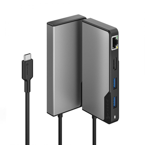 Alogic Fusion ALPHA USB-Typ C Docking Station - Grau - 4K - 3840 x 2160 - 3 x USB-Anschlüsse - 2 x USB 3.0 - USB Typ-A - U
